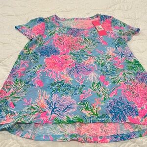 NWT LILLY PULITZER Celestial Blue Cay To My Heart SCOOPNECK ETTA TOP size Medium